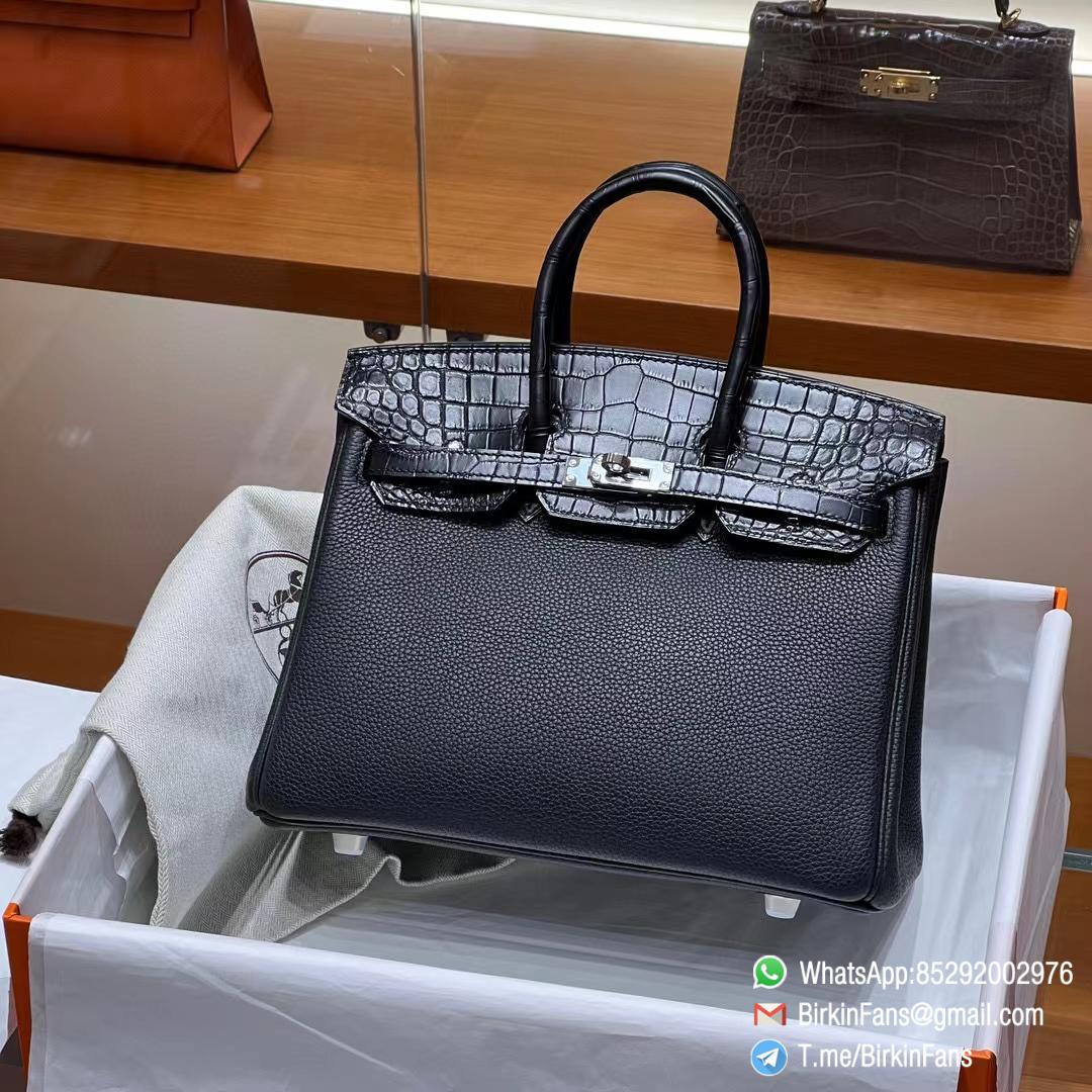 High Clone Birkin Handbag 25cm Black Nior 89 Togo Leather Silver Plaque 01 High Clone Birkin Handbag 25cm Black Nior 89 Togo Leather Silver Plaque 01