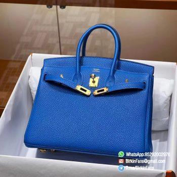 High Quality Clone Birkin Handbag 25cm Blue Electric Bleu électrique Togo Leather Gold Hardware 01