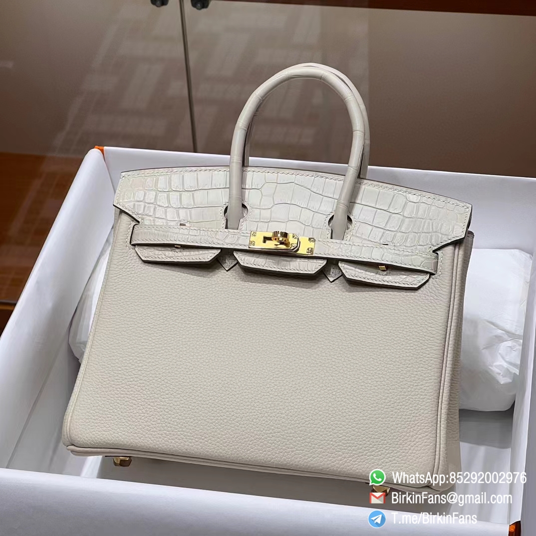 Best Clone Hermes Birkin Touch Bag 25cm Craie 10 Togo Leather Croco Skin Flap Gold Hardware Best Clone Hermes Birkin Touch Bag 25cm Craie 10 Togo Leather Croco Skin Flap Gold Hardware