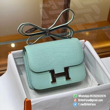 Best Fake Hermes Constance Bag 18cm Bleu Atoll 3P Alligator Crocodile Leather Palladium Hardware