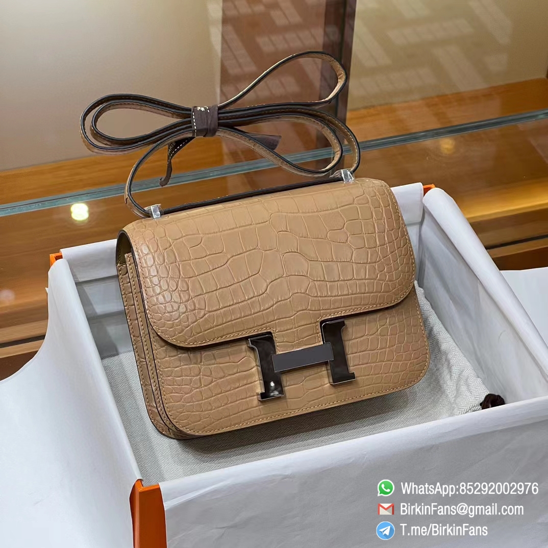 Best Fake Hermes Constance Bag 18cm Chai Brown Alligator Crocodile Leather Palladium Hardware Best Fake Hermes Constance Bag 18cm Chai Brown Alligator Crocodile Leather Palladium Hardware