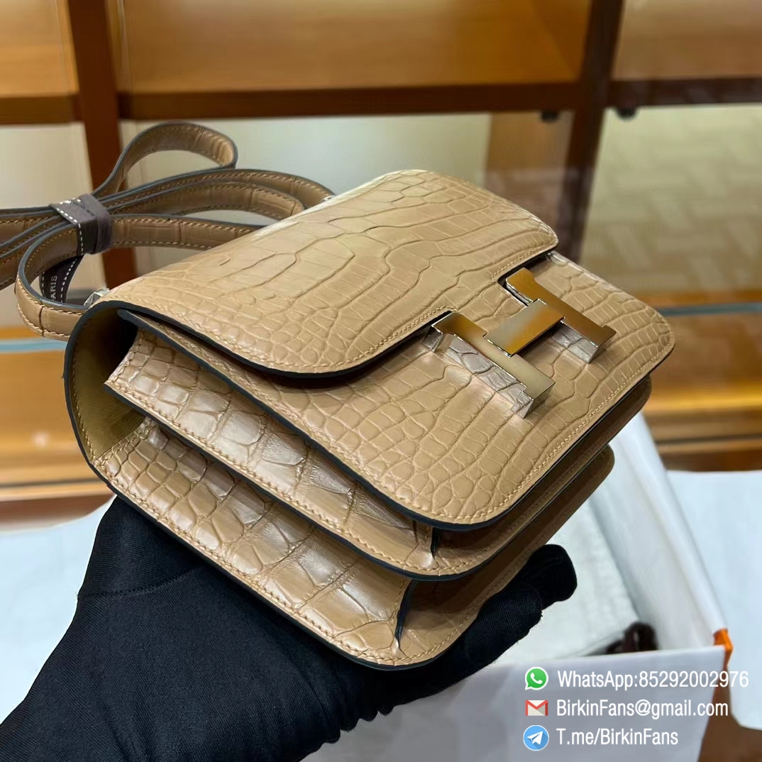 Best Fake Hermes Constance Bag 18cm Chai Brown Alligator Crocodile Leather Palladium Hardware 2 Best Fake Hermes Constance Bag 18cm Chai Brown Alligator Crocodile Leather Palladium Hardware 2