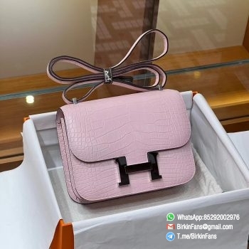 Best Fake Hermes Constance Bag 18cm Mauve Sylvestre X9 Alligator Crocodile Leather Matte Surface Silver Hardware
