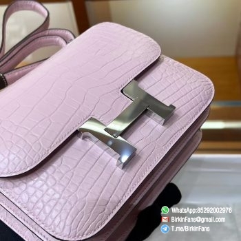 Best Fake Hermes Constance Bag 18cm Mauve Sylvestre X9 Alligator Crocodile Leather Matte Surface Silver Hardware 4