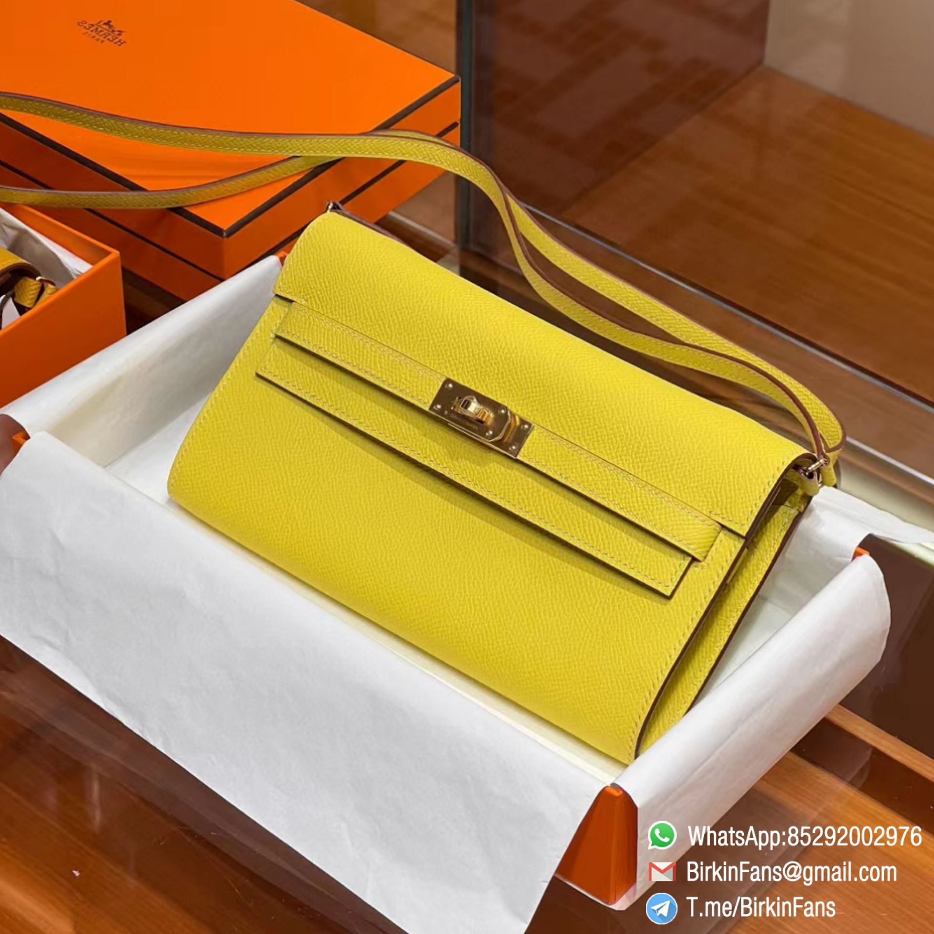 Best Quality Replica Hermes Kelly Pochette Clutch Bag Lime 9R Epsom Leather Gold Hardware Best Quality Replica Hermes Kelly Pochette Clutch Bag Lime 9R Epsom Leather Gold Hardware