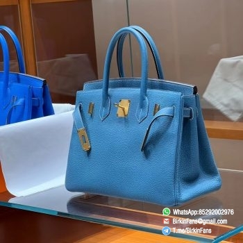 Best Replica Hermes Bags Birkin 25cm Bleu Jean 75 Togo Leather Gold Plaque 5