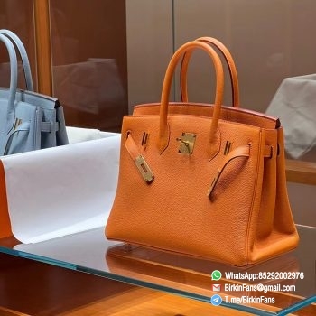 Best Replica Hermes Bags Birkin 25cm Orange Poppy 8V Togo Leather Gold Plaque 5