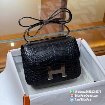 Best Replica Hermes Constance Bag 18cm Black Nior 89 Alligator Crocodile Leather Palladium Hardware