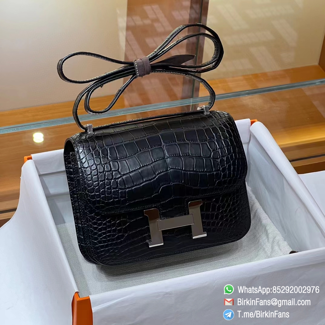Best Replica Hermes Constance Bag 18cm Black Nior 89 Alligator Crocodile Leather Palladium Hardware Best Replica Hermes Constance Bag 18cm Black Nior 89 Alligator Crocodile Leather Palladium Hardware