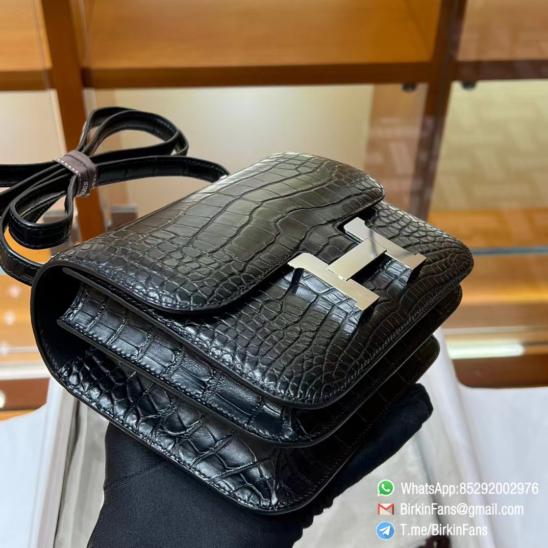 Best Replica Hermes Constance Bag 18cm Black Nior 89 Alligator Crocodile Leather Palladium Hardware 2 Best Replica Hermes Constance Bag 18cm Black Nior 89 Alligator Crocodile Leather Palladium Hardware 2