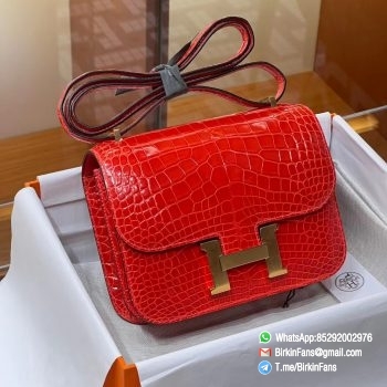 Best Replica Hermes Constance Bag 18cm Braise 95 Alligator Crocodile Leather Gold Hardware