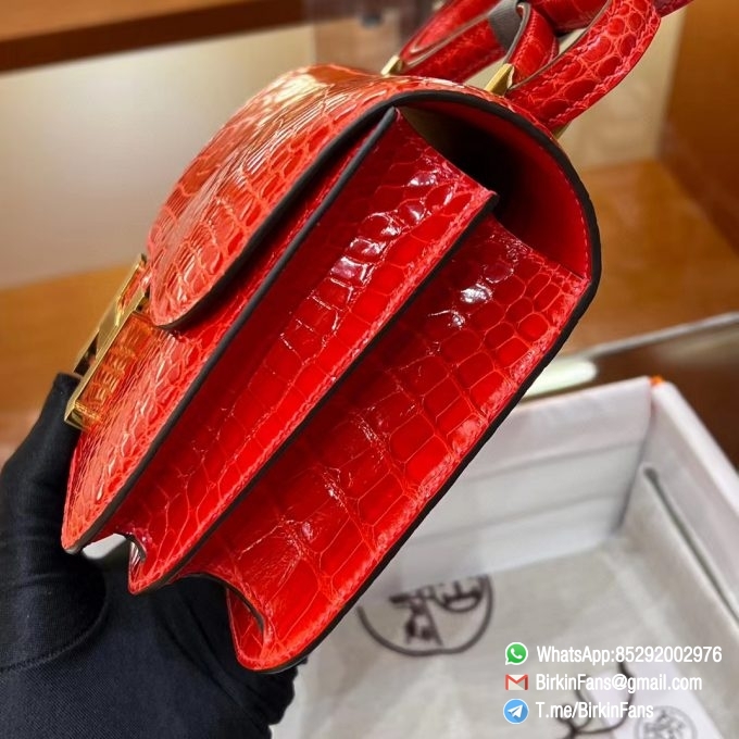 Best Replica Hermes Constance Bag 18cm Braise 95 Alligator Crocodile Leather Gold Hardware 3