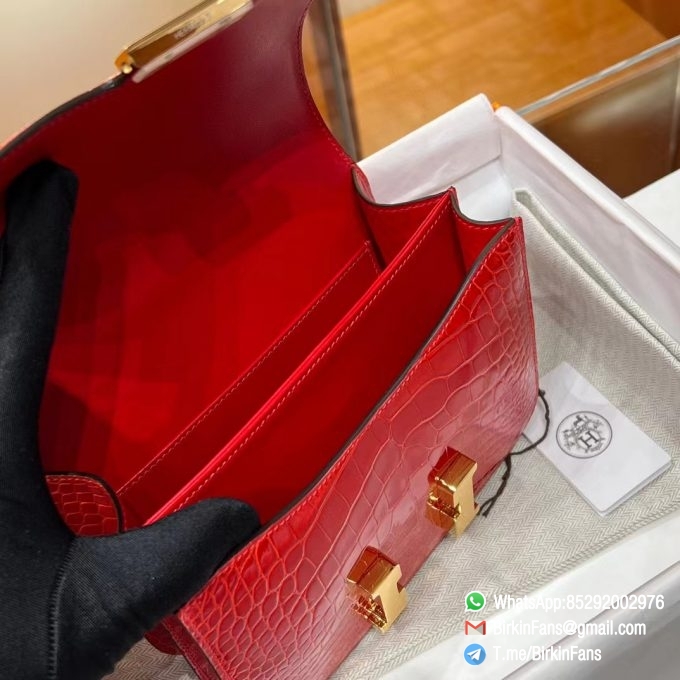 Best Replica Hermes Constance Bag 18cm Braise 95 Alligator Crocodile Leather Gold Hardware 5