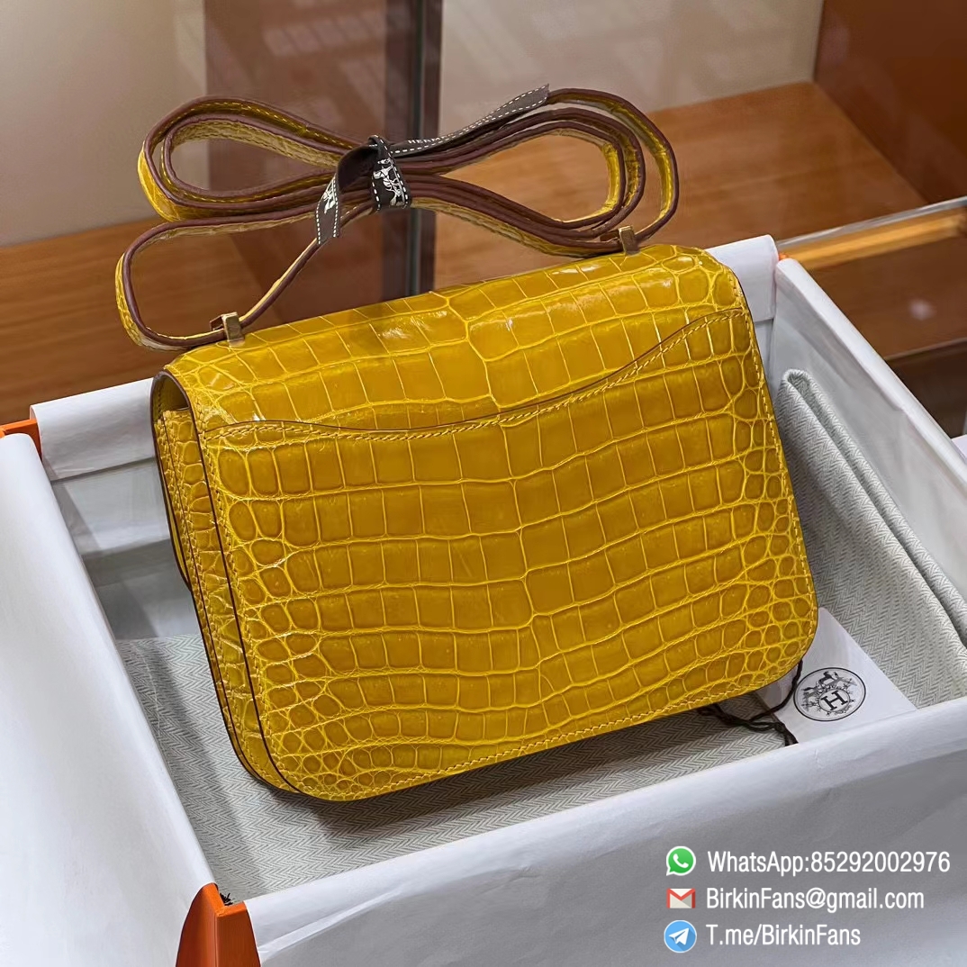 Best Replica Hermes Constance Bag 18cm Jaune Ambre 9D Alligator Crocodile Leather Gold Hardware 1 Best Replica Hermes Constance Bag 18cm Jaune Ambre 9D Alligator Crocodile Leather Gold Hardware 1