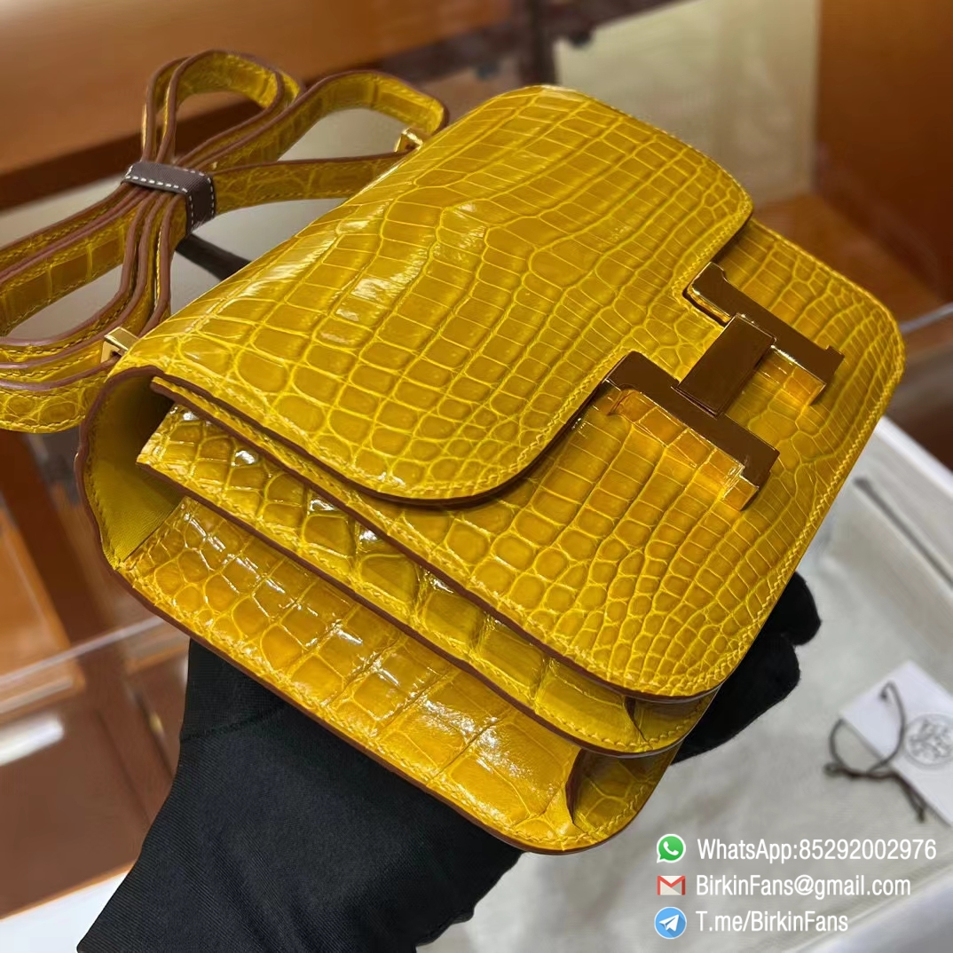 Best Replica Hermes Constance Bag 18cm Jaune Ambre 9D Alligator Crocodile Leather Gold Hardware 2 Best Replica Hermes Constance Bag 18cm Jaune Ambre 9D Alligator Crocodile Leather Gold Hardware 2