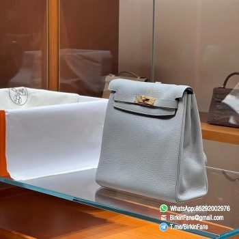 Best Replica Hermes Kelly Ado Backpack 21cm Bleu Glacier 8U Togo Leather Gold Hardware 01