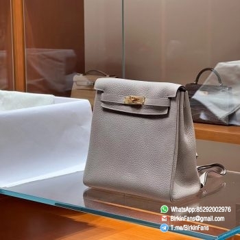 Best Replica Hermes Kelly Ado Backpack 21cm Gris Perle 80 Togo Leather Gold Hardware 01