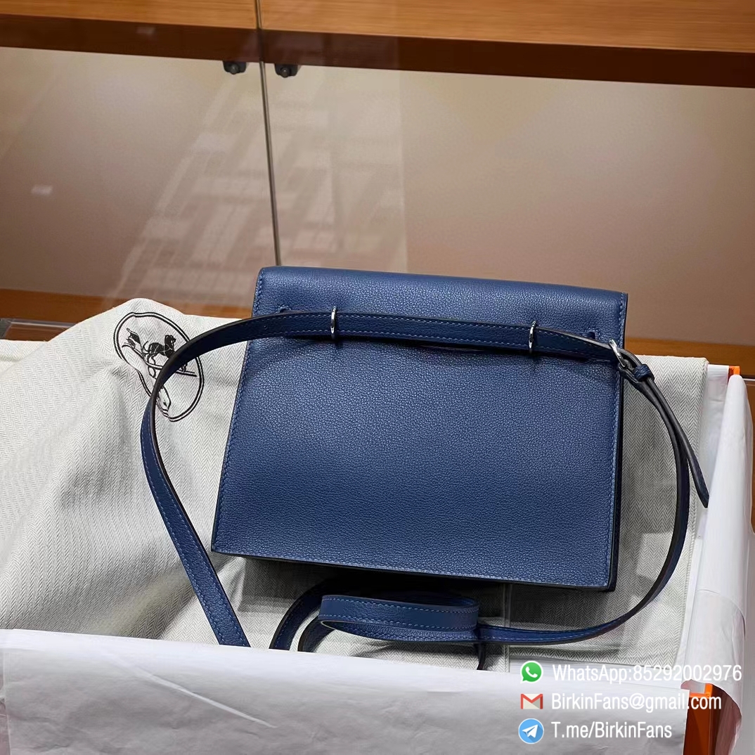 High Quality Replica Hermes Kelly Dance Bag Blue Agate Evercolor Leather Silver Hardware 1 High Quality Replica Hermes Kelly Dance Bag Blue Agate Evercolor Leather Silver Hardware 1