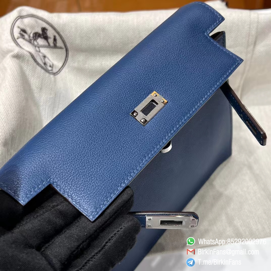 High Quality Replica Hermes Kelly Dance Bag Blue Agate Evercolor Leather Silver Hardware 3 High Quality Replica Hermes Kelly Dance Bag Blue Agate Evercolor Leather Silver Hardware 3