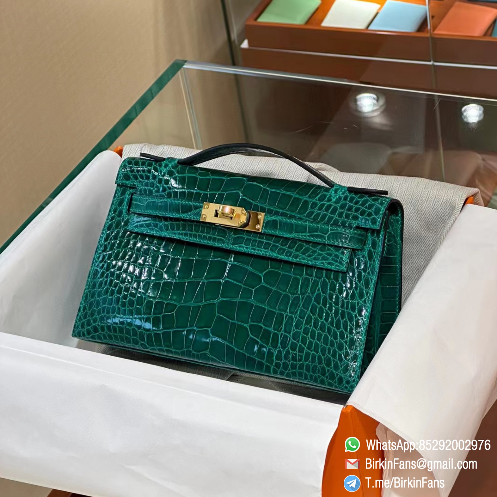 High Quality Replica Hermes Kelly Mini Bag Emeraude 6Q Alligator Crocodile Leather GHW High Quality Replica Hermes Kelly Mini Bag Emeraude 6Q Alligator Crocodile Leather GHW