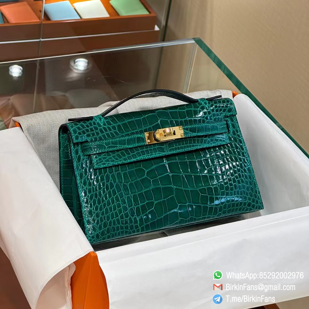 High Quality Replica Hermes Kelly Mini Bag Emeraude 6Q Alligator Crocodile Leather GHW 1 High Quality Replica Hermes Kelly Mini Bag Emeraude 6Q Alligator Crocodile Leather GHW 1
