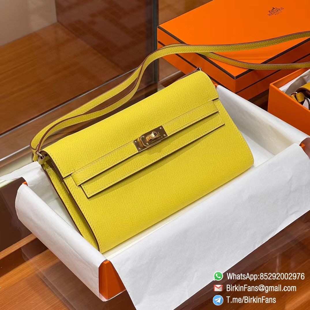 High Quality Replica Hermes Kelly Pochette Clutch Bag Lime 9R Epsom Leather Gold Hardware High Quality Replica Hermes Kelly Pochette Clutch Bag Lime 9R Epsom Leather Gold Hardware