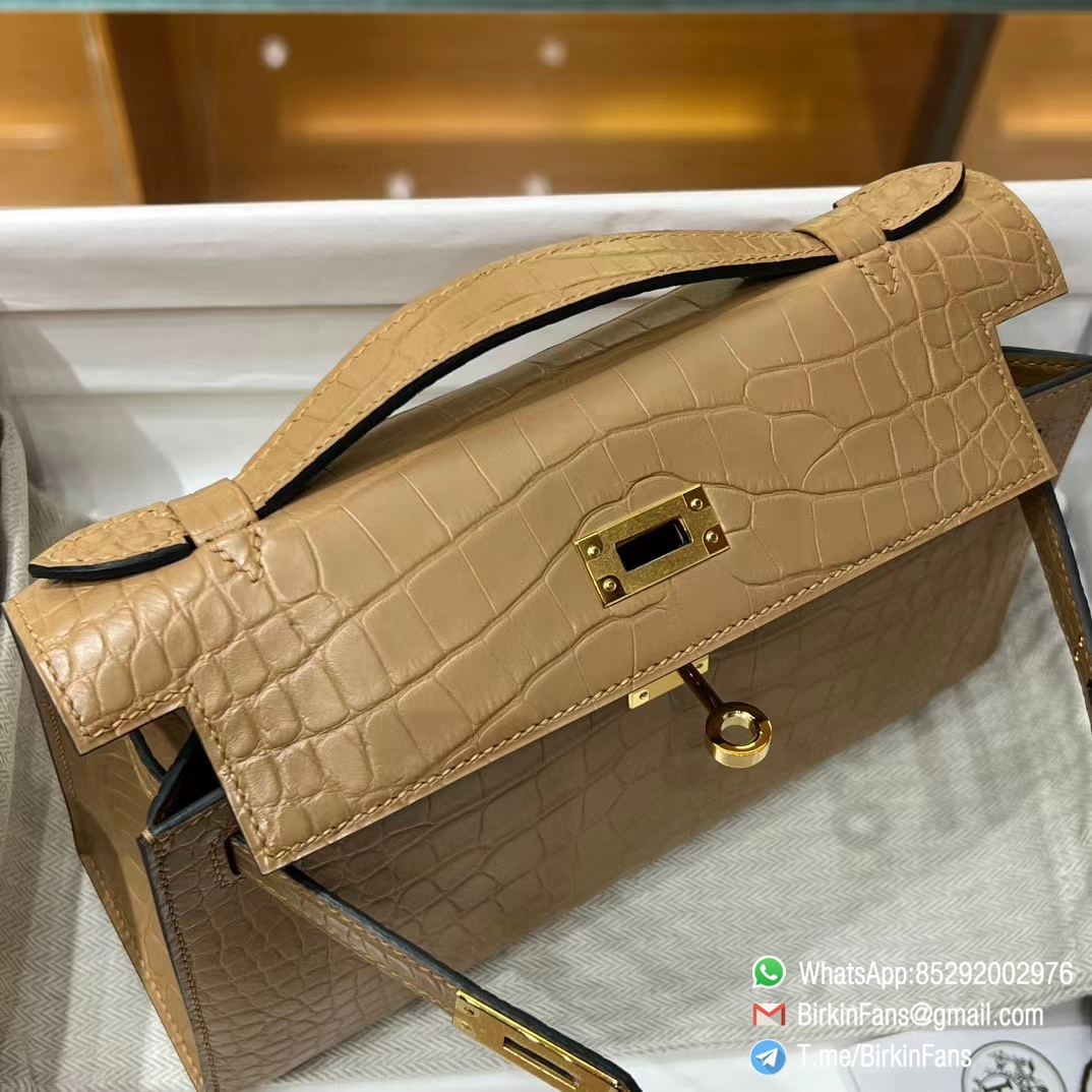 High Quality Replica Hermes Mini Kelly Bag 0M Chai Alligator Crocodile Leather Gold Hardware 08 High Quality Replica Hermes Mini Kelly Bag 0M Chai Alligator Crocodile Leather Gold Hardware 08