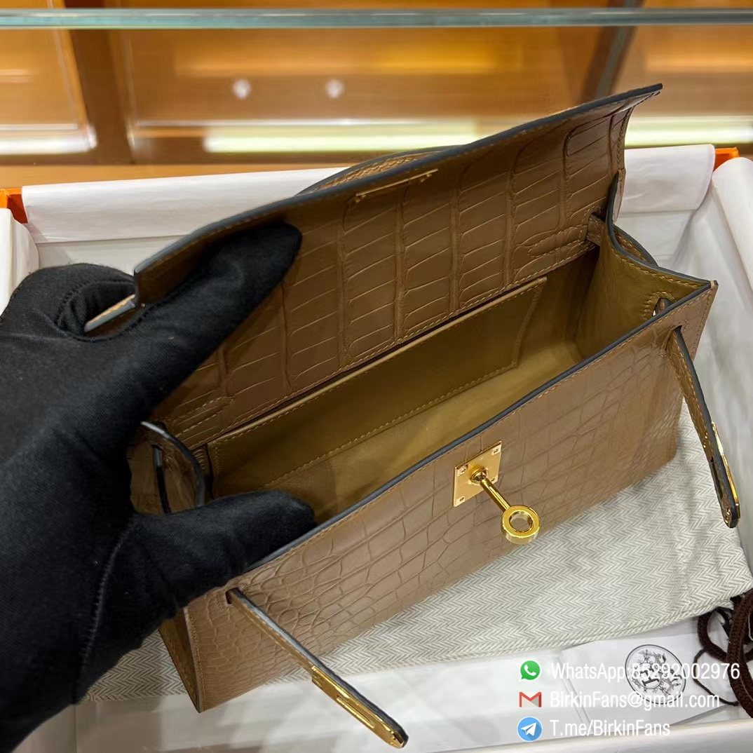 High Quality Replica Hermes Mini Kelly Bag 0M Chai Alligator Crocodile Leather Gold Hardware 09 High Quality Replica Hermes Mini Kelly Bag 0M Chai Alligator Crocodile Leather Gold Hardware 09