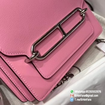 High Quality Replica Hermes Roulis Mini Bag 18mm Calfskin Rose Dete K4 Silver Hardware 2