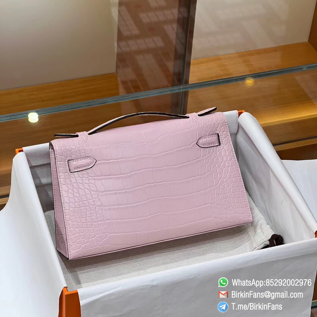High Quality Replica Mini Kelly Bag 09 Mauve Pale Alligator Crocodile Leather Silver Hardware 02 High Quality Replica Mini Kelly Bag 09 Mauve Pale Alligator Crocodile Leather Silver Hardware 02