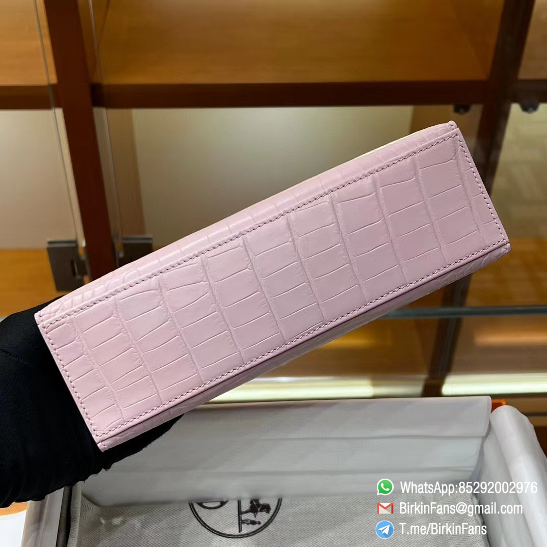 High Quality Replica Mini Kelly Bag 09 Mauve Pale Alligator Crocodile Leather Silver Hardware 04 High Quality Replica Mini Kelly Bag 09 Mauve Pale Alligator Crocodile Leather Silver Hardware 04