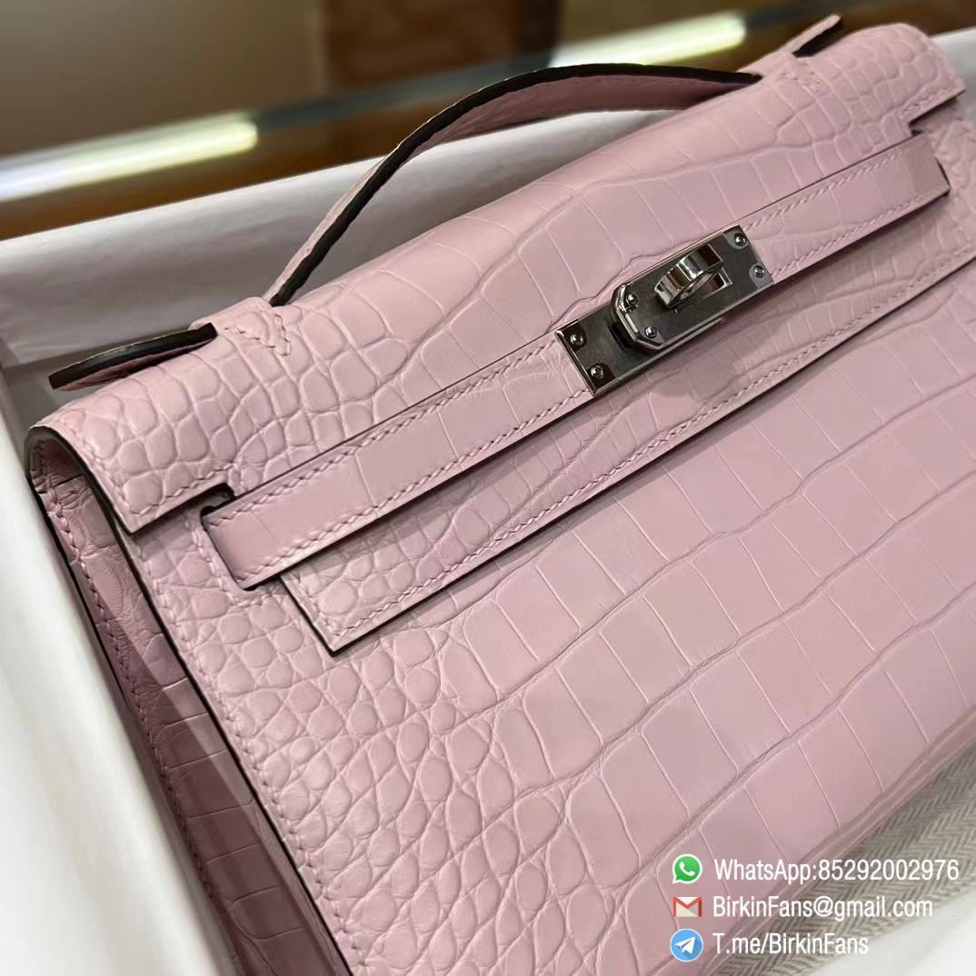 High Quality Replica Mini Kelly Bag 09 Mauve Pale Alligator Crocodile Leather Silver Hardware 05 High Quality Replica Mini Kelly Bag 09 Mauve Pale Alligator Crocodile Leather Silver Hardware 05