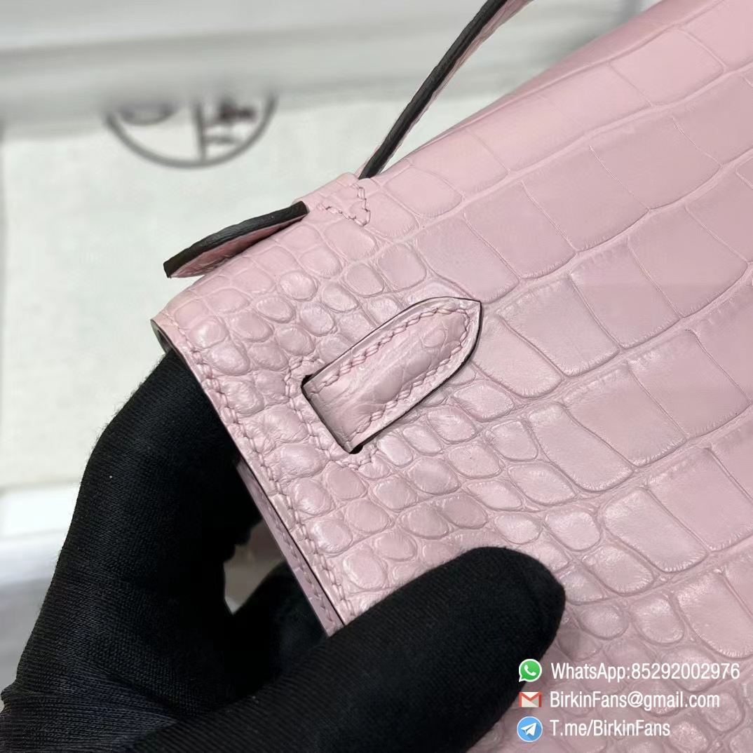High Quality Replica Mini Kelly Bag 09 Mauve Pale Alligator Crocodile Leather Silver Hardware 06 High Quality Replica Mini Kelly Bag 09 Mauve Pale Alligator Crocodile Leather Silver Hardware 06