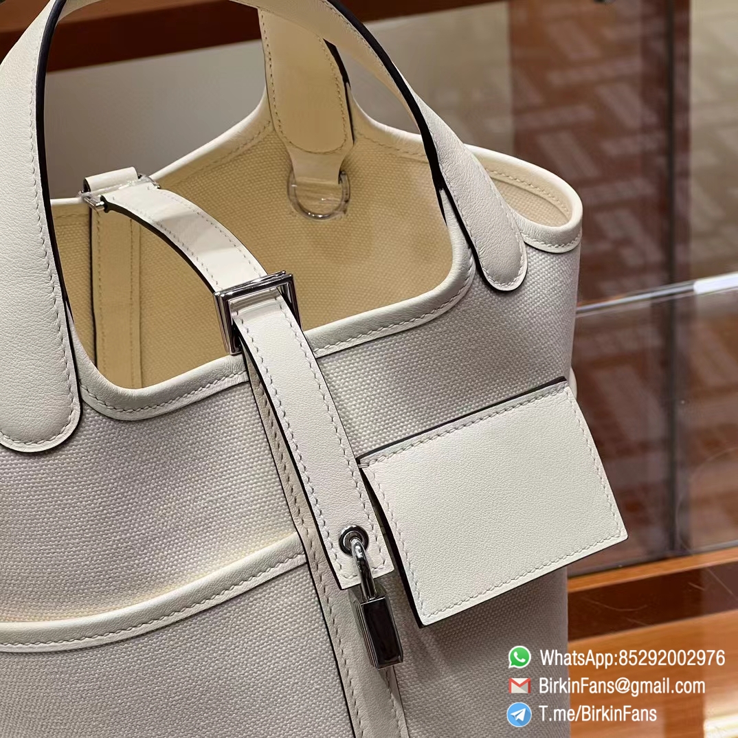 Premium Clone Hermes Cargo Picotin Lock 18cm Bag Nata I2 Canvas and Swift Silver Hardware 3 Premium Clone Hermes Cargo Picotin Lock 18cm Bag Nata I2 Canvas and Swift Silver Hardware 3