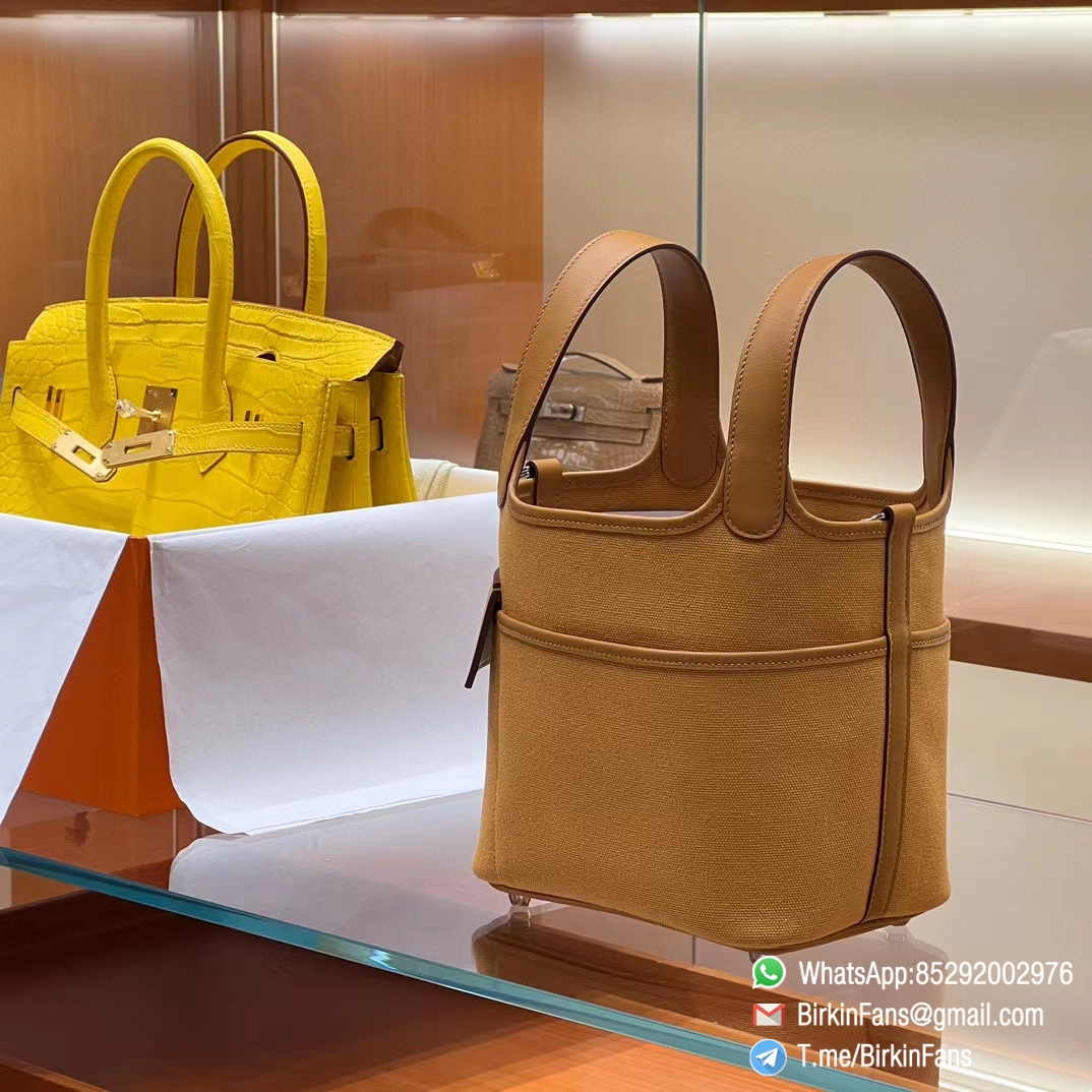 Premium Fake Hermes Cargo Picotin Lock 18cm Bag 37 Gold Canvas and Swift Silver Hardware 2 Premium Fake Hermes Cargo Picotin Lock 18cm Bag 37 Gold Canvas and Swift Silver Hardware 2