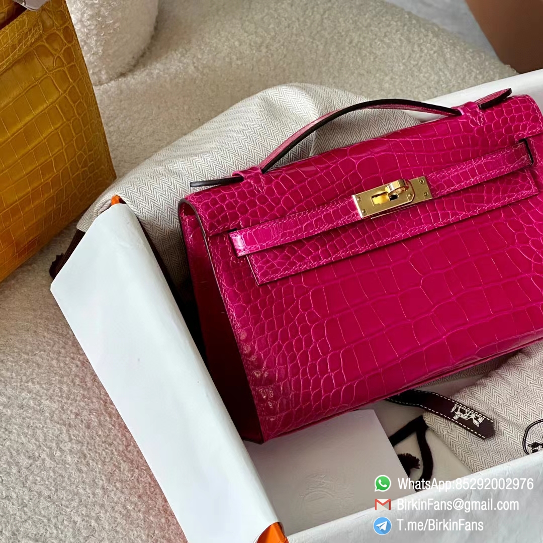 Best Rep Hermes Bags Mini Kelly Bag Rose sheherzade J5 Alligator Crocodile Leather Gold Hardware 2 Best Rep Hermes Bags Mini Kelly Bag Rose sheherzade J5 Alligator Crocodile Leather Gold Hardware 2