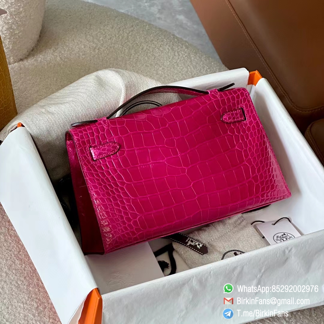 Best Rep Hermes Bags Mini Kelly Bag Rose sheherzade J5 Alligator Crocodile Leather Gold Hardware 3 Best Rep Hermes Bags Mini Kelly Bag Rose sheherzade J5 Alligator Crocodile Leather Gold Hardware 3