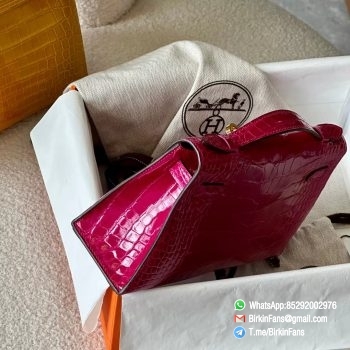 Best Rep Hermes Bags Mini Kelly Bag Rose sheherzade J5 Alligator Crocodile Leather Gold Hardware 4