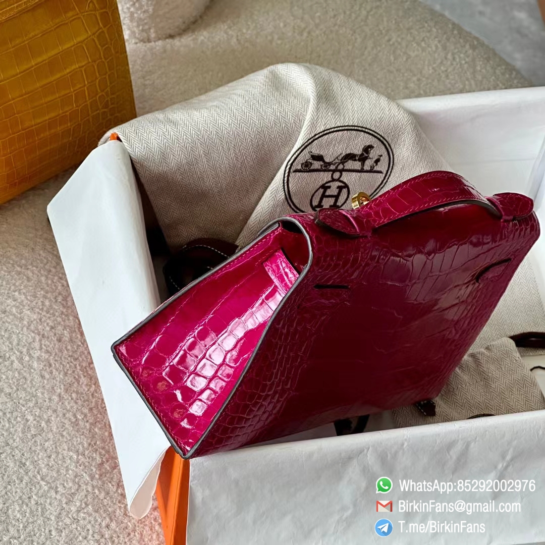 Best Rep Hermes Bags Mini Kelly Bag Rose sheherzade J5 Alligator Crocodile Leather Gold Hardware 4 Best Rep Hermes Bags Mini Kelly Bag Rose sheherzade J5 Alligator Crocodile Leather Gold Hardware 4