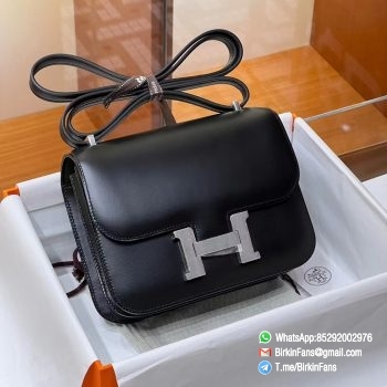 Best Replica Hermes Bags Constance Mini Bag 18cm Black Nior 89 Box Leather Silver Hardware